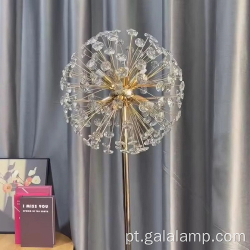 Candeeiro de pé de cristal dente-de-leão moderno